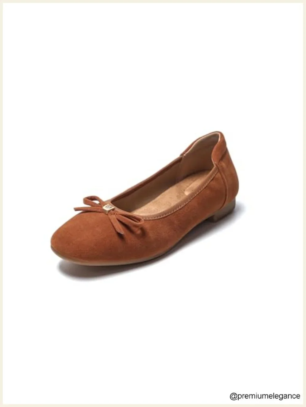 Women's Comfortable Round Toe Bow Ballet Flats - Faux Suede, Memory Foam,